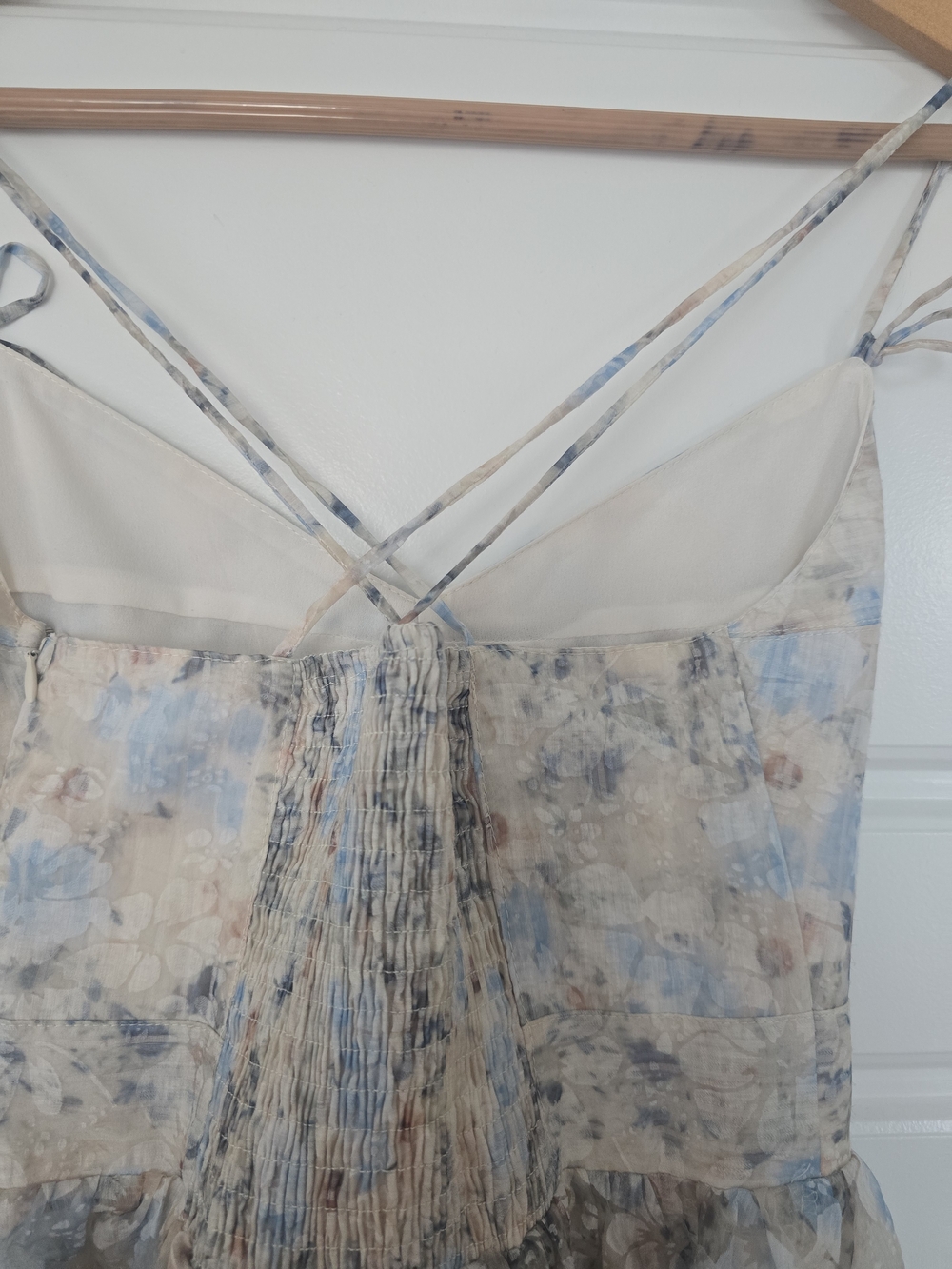 En Saison Blue and Cream Floral Maxi Dress with Spaghetti Straps - Picture 2 of 4